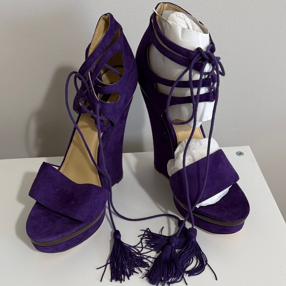Rachel Zoe Deep Purple Suede Platform Heels